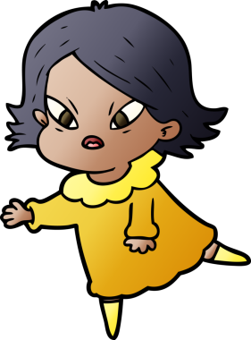 Çizgi film bir insan tarafından çizilmiş stresli kadın.