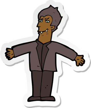 Bir insan tarafından çizilmiş kolları açık vampir bir adamın çıkartması.