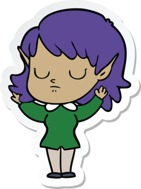 Bir insan tarafından çizilmiş bir elf kızının çıkartması.