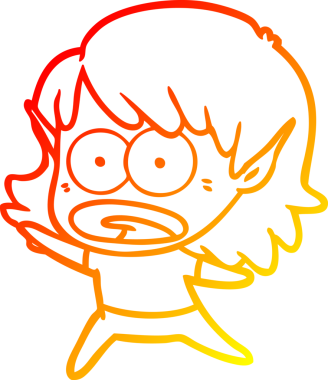 Bir çizgi film karakteri çizimi bir insan tarafından çizilmiş elf kızı şok etti.