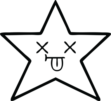 Bir insan tarafından çizilmiş altın yıldızın çizgi çizimi.