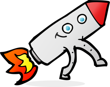 bir insan tarafından çizilmiş mutlu bir roket.