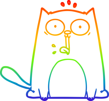 gökkuşağı gradyan çizimi bir insan tarafından çizilmiş komik bir çizgi film kedisi