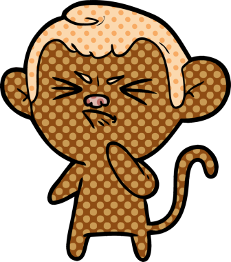 Bir insan tarafından çizilmiş kızgın maymun çizgi filmi.