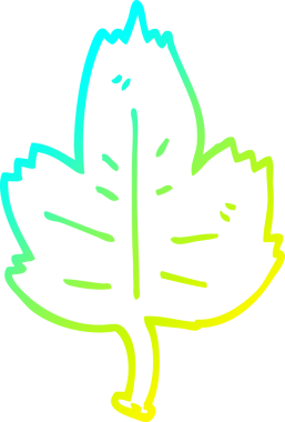 Bir insan tarafından çizilmiş bir çizgi film yaprağının soğuk gradyan çizimi