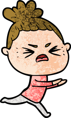 Bir insan tarafından çizilmiş kızgın bir kadın.