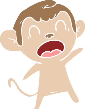 Bir insan tarafından çizilmiş düz renkli çizgi film maymunu