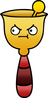 Bir insan tarafından çizilmiş okul çanının gölgeli karikatürü