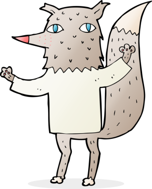 Bir insan tarafından çizilmiş bir kurt çizgi filmi.