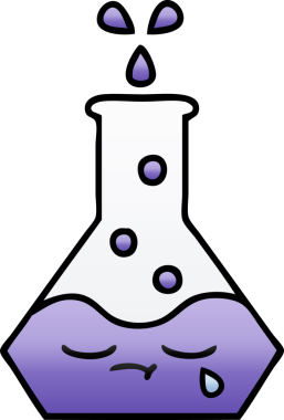 Bir insan tarafından çizilmiş bir deney şişesinin gölgelenmiş gölgesi.
