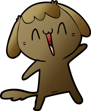 Bir insan tarafından çizilmiş şirin bir çizgi film köpeği.