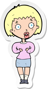 Bir insan tarafından çizilmiş Kim Ben jesti yapan bir karikatür kadının çıkartması.