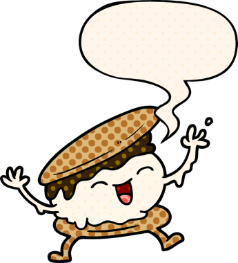 Bir insan tarafından çizilmiş çizgi roman tarzında konuşma baloncuğu olan smore çizgi filmi