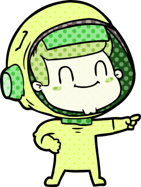 Bir insan tarafından çizilmiş mutlu astronot.