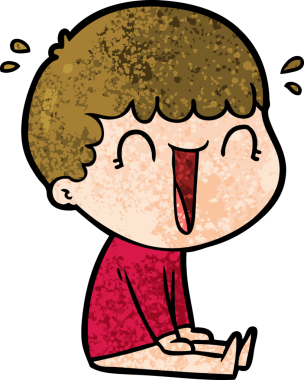 Bir insan tarafından çizilmiş gülen karikatür adam.