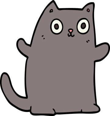 Bir insan tarafından çizilmiş çizgi film kedisi.