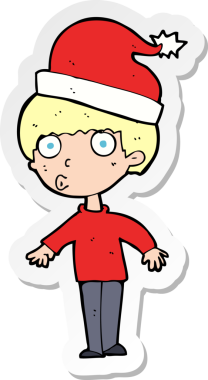 Bir insan tarafından çizilmiş Noel 'e hazır bir karikatürcünün çıkartması.