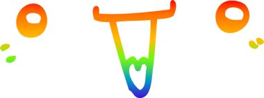 Gökkuşağı gradyan çizimi. Bir insan tarafından çizilmiş şirin bir çizgi film yüzü.