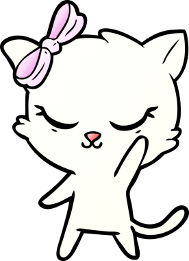 Bir insan tarafından çizilmiş sevimli çizgi film kedisi.