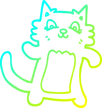 Bir insan tarafından çizilen çizgi film kedisinin soğuk gradyan çizimi