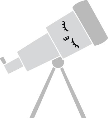 Bir insan tarafından çizilmiş düz renkli bir teleskop karikatürü