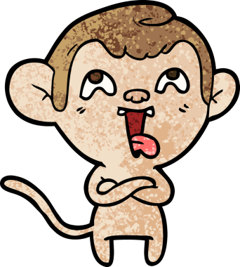 Bir insan tarafından çizilmiş çılgın çizgi film maymunu