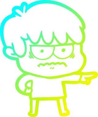 Bir insan tarafından çizilmiş soğuk gradyan çizgi film karakteri.