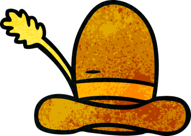 Bir insan tarafından çizilmiş bir çiftçi şapkasının el yapımı karikatürü.