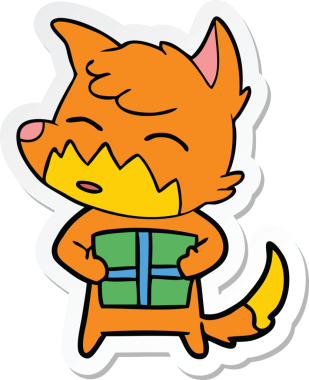 Bir insan tarafından çizilmiş bir tilkinin çıkartması.