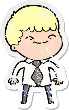 Bir insan tarafından çizilmiş mutlu bir çocuğun sıkıntılı çıkartması.