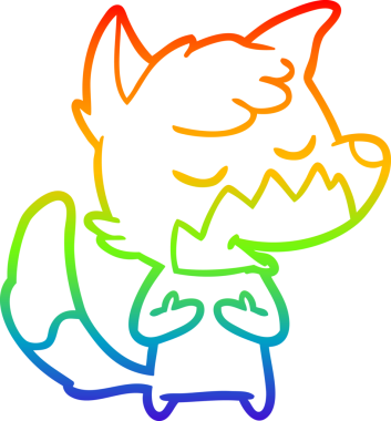 Bir insan tarafından çizilmiş dost bir tilkinin çizdiği gökkuşağı gradyan çizgisi.