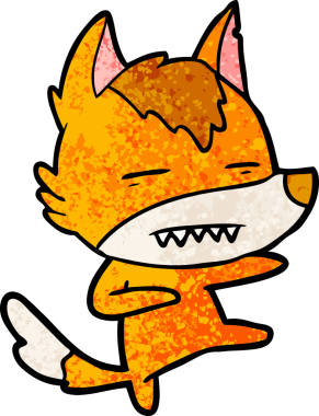 Bir insan tarafından çizilmiş tilki çizgi film karakteri