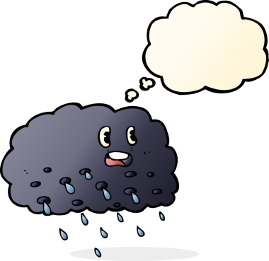 Bir insan tarafından çizilmiş düşünce baloncuklu çizgi film yağmur bulutu
