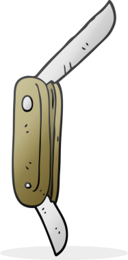 Bir insan tarafından çizilmiş el yazısıyla çizilmiş katlama bıçağı.