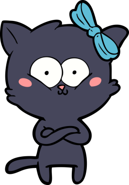 Bir insan tarafından çizilmiş çizgi film kedisi.