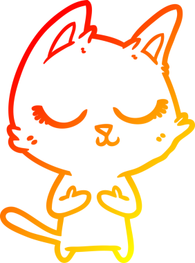 Bir insan tarafından çizilmiş sakin bir çizgi film kedisinin sıcak çizgi çizgisi.