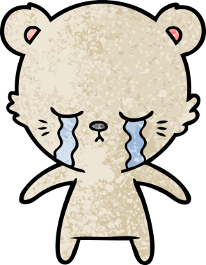 Bir insan tarafından çizilmiş ağlayan ayı karikatürü.