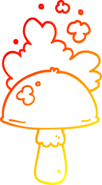 Bir insan tarafından çizilmiş spor bulutlu bir çizgi mantarın sıcak gradyan çizimi