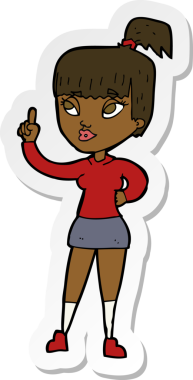 Bir insan tarafından çizilmiş fikri olan çekici bir kızın çıkartması.