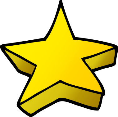 Bir insan tarafından çizilmiş çizgi film yıldızı.