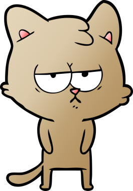 Bir insan tarafından çizilmiş sıkıcı çizgi film kedisi.