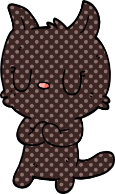 Bir insan tarafından çizilmiş sevimli karikatür kedisi.