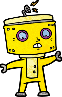 Bir insan tarafından çizilmiş çizgi film robotu