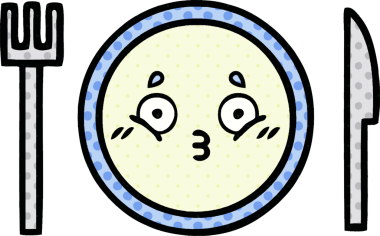 Bir insan tarafından çizilmiş yemek tabağının çizgi romanı.