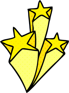 Bir insan tarafından çizilmiş çizgi film yıldızları.