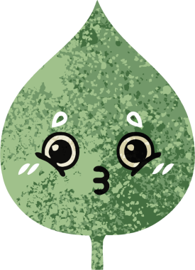 Bir insan tarafından çizilmiş dışavurumsal yaprağın retro çizim tarzı karikatürü