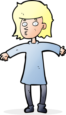 Bir insan tarafından çizilmiş çizgi filmdeki gergin kadın.