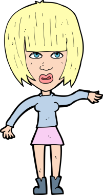 Çizgi filmdeki kadın bir insan tarafından çekiliyor.