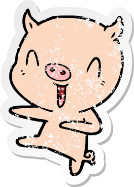 Bir insan tarafından çizilmiş domuz çizgi filminin sıkıntılı çıkartması.