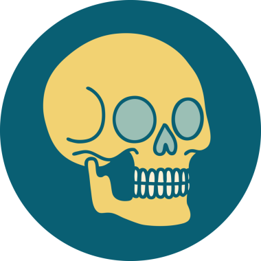 Bir insan tarafından çizilmiş bir kafatasının ikonik dövme şekli